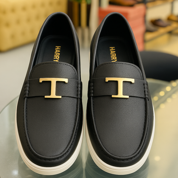 T BLACK WITH WHITE SOLE