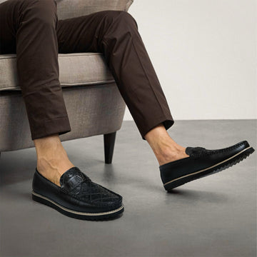 MILD TEXTURED BLACK LOAFERS